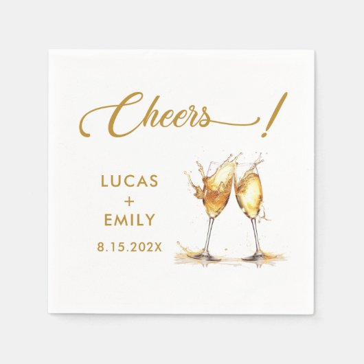 Elegant Modern Cheers Script Bril Bruiloft Servet (Voorkant)