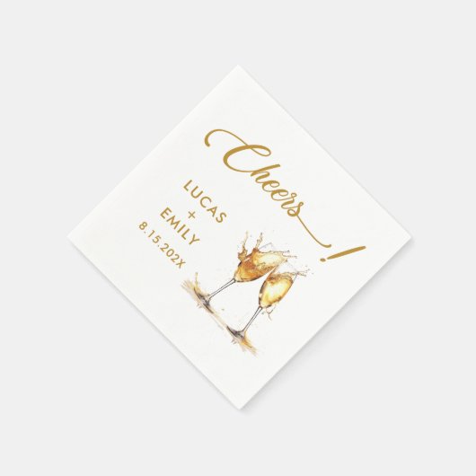Elegant Modern Cheers Script Bril Bruiloft Servet (Hoek)