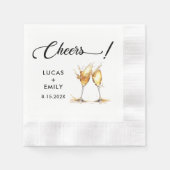 Elegant Modern Cheers Script Bril Bruiloft Servet (Voorkant)