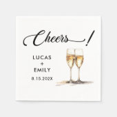 Elegant Modern Cheers Script Bril Bruiloft Servet (Voorkant)