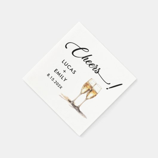 Elegant Modern Cheers Script Bril Bruiloft Servet (Hoek)