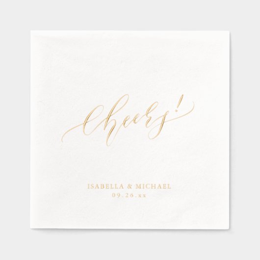 Elegant modern cheers script minimalist wedding folie servetten (Voorkant)