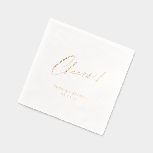 Elegant modern cheers script minimalist wedding folie servetten (Links)