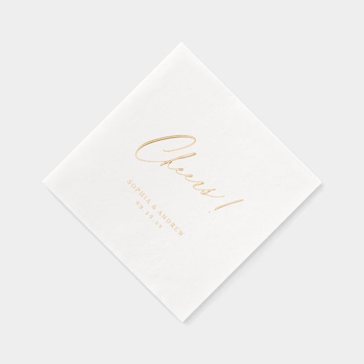 Elegant modern cheers script minimalist wedding folie servetten (Rechts)