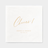 Elegant modern cheers script minimalist wedding folie servetten (Voorkant)
