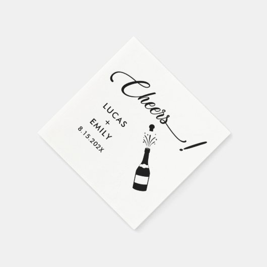 Elegant Modern Cheers Script Minimalistische bruil Servet (Hoek)