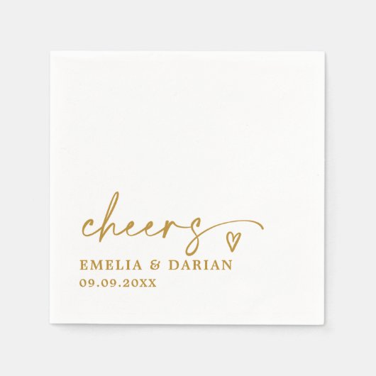 Elegant Modern Cheers Script Minimalistische bruil Servet (Voorkant)