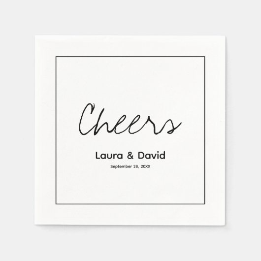 Elegant Modern Cheers Script Minimalistische bruil Servet (Voorkant)