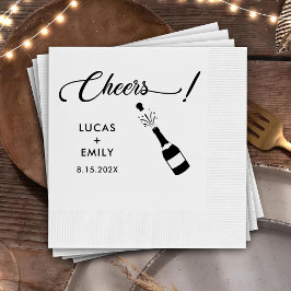 Elegant Modern Cheers Script Minimalistische bruil Servet