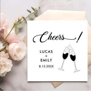 Elegant Modern Cheers Script Minimalistische bruil Servet