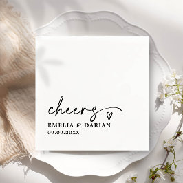 Elegant Modern Cheers Script Minimalistische bruil Servet