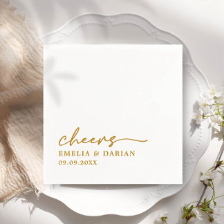 Elegant Modern Cheers Script Minimalistische bruil Servet
