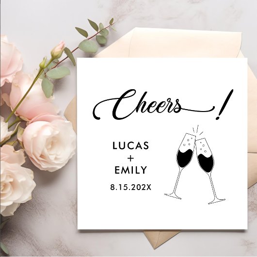 Elegant Modern Cheers Script Minimalistische bruil Servet