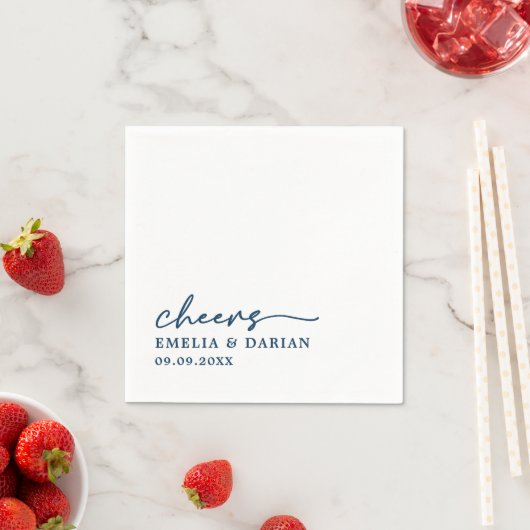 Elegant Modern Cheers Script Minimalistische bruil Servet (Insitu)