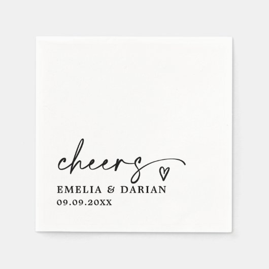Elegant Modern Cheers Script Minimalistische bruil Servet (Voorkant)