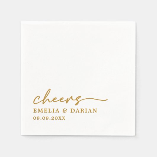 Elegant Modern Cheers Script Minimalistische bruil Servet (Voorkant)