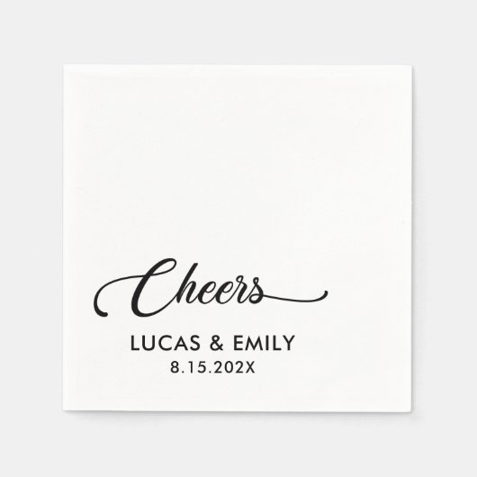 Elegant Modern Cheers Script Minimalistische bruil Servet (Voorkant)