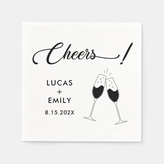 Elegant Modern Cheers Script Minimalistische bruil Servet (Voorkant)