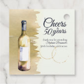 Elegant Modern Cheers White Wine 50th Birthday Bedankjes Labels (Achterkant)