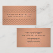 Elegant Modern Chevron Pattern Copper Faux Folie Visitekaartje (Voorkant / Achterkant)