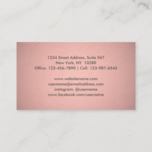 Elegant Modern Chevron Pink Rose Gold Faux Folie Visitekaartje (Achterkant)