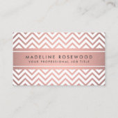 Elegant Modern Chevron Pink Rose Gold Faux Folie Visitekaartje (Voorkant)