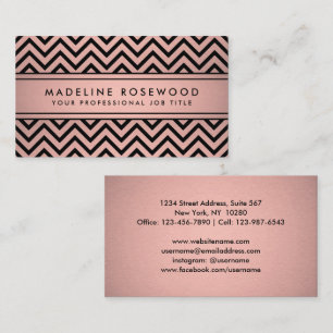 Elegant Modern Chevron Pink Rose Gold Faux Folie Visitekaartje
