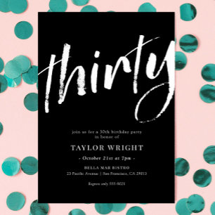 Elegant Modern Chic 30th Birthday Party Invitation Kaart