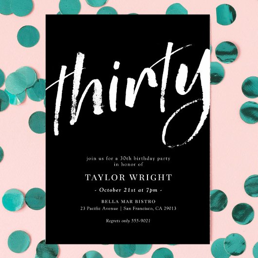Elegant Modern Chic 30th Birthday Party Invitation Kaart