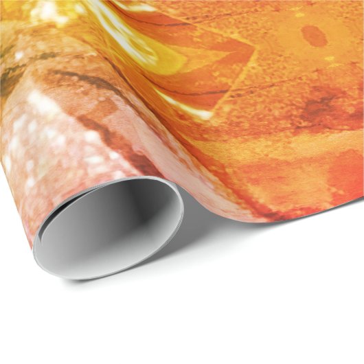 Elegant modern Chic Abstract Art Roze Sinaasappel Cadeaupapier (Rol Hoek)