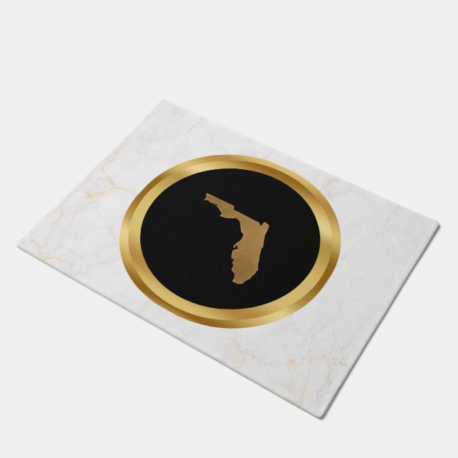 Elegant Modern Chic Black and Gold Florida Theme  Deurmat (Schuin)