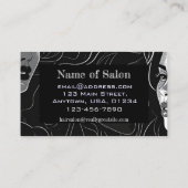 Elegant Modern/Chic Black and White Hair Salon Visitekaartje (Achterkant)