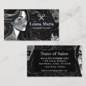 Elegant Modern/Chic Black and White Hair Salon Visitekaartje (Voorkant / Achterkant)