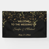 Elegant modern chic Black gold bokeh bruiloft Spandoek (Horizontaal)