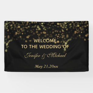 Elegant modern chic Black gold bokeh bruiloft Spandoek