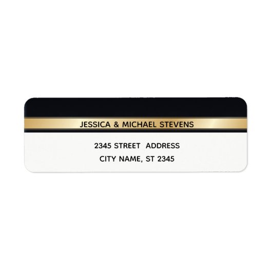 Elegant modern chic black white and gold bruiloft etiket (Voorkant)