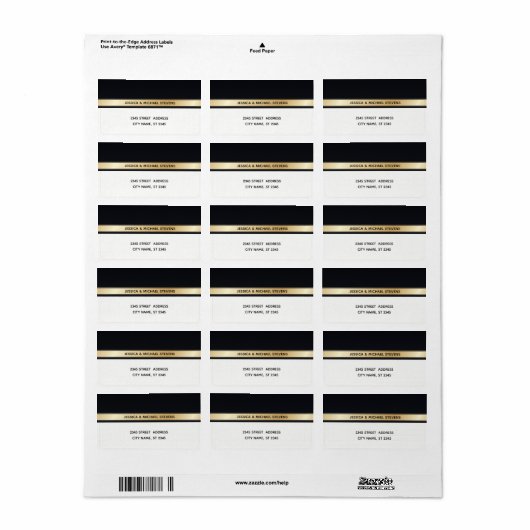 Elegant modern chic black white and gold bruiloft etiket (Full Sheet)