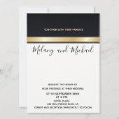 Elegant modern chic black white and gold bruiloft kaart (Voorkant)