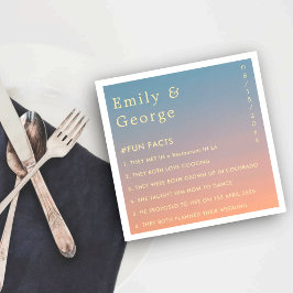 Elegant modern Chic Blue Sinaasappel Facts Wedding Servet