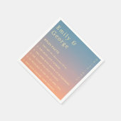 Elegant modern Chic Blue Sinaasappel Facts Wedding Servet (Hoek)