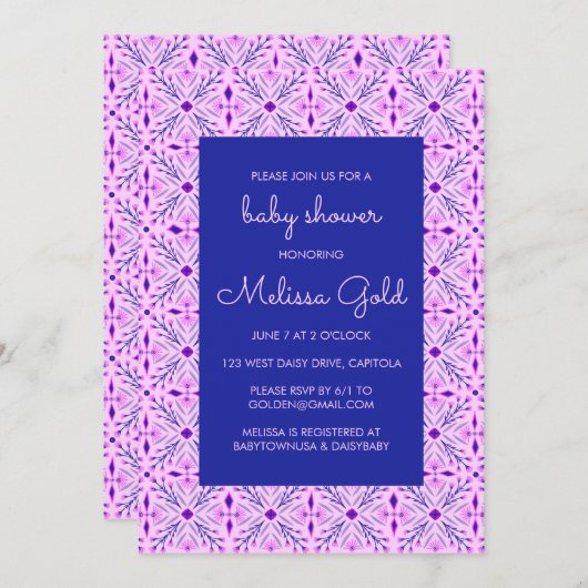 Elegant Modern Chic Boho Tegel CUSTOM BABY SHOWER Kaart (Voorkant / Achterkant)