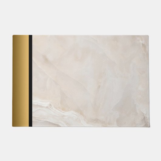 Elegant Modern Chic Cream Goud Marmer Patroon Deurmat (Voorkant)