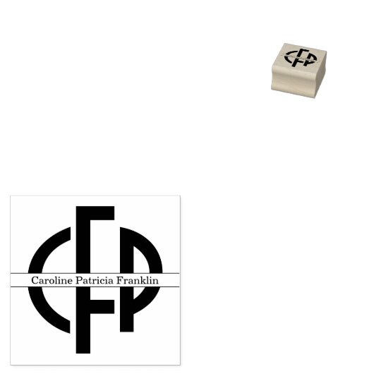 Elegant modern Chic Geometric Monogram Initialen Rubberstempel (Gestempeld)