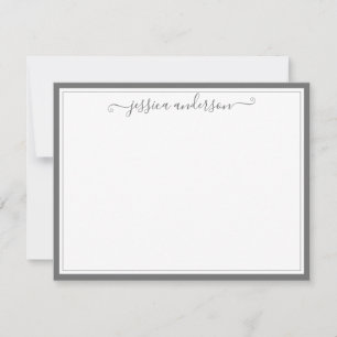 Elegant modern Chic Girly Classic Dark Grey Script Notitiekaartje