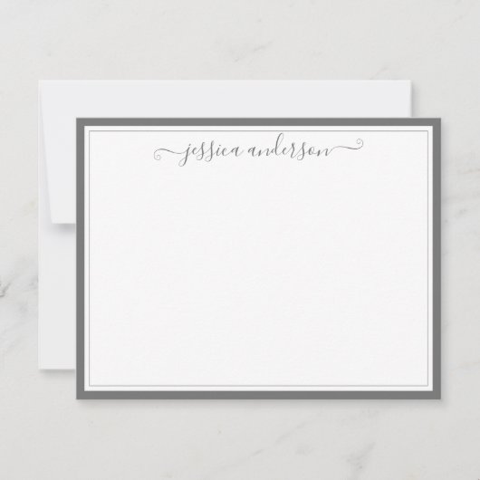 Elegant modern Chic Girly Classic Dark Grey Script Notitiekaartje (Voorkant)