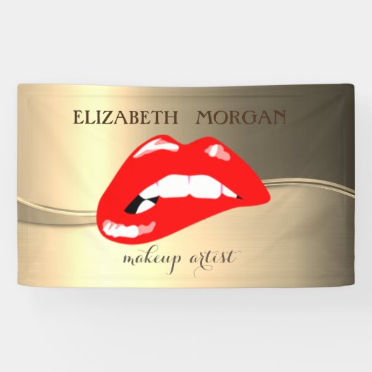 Elegant modern Chic Glamoureuze, luchtig, rood Lip Spandoek (Horizontaal)