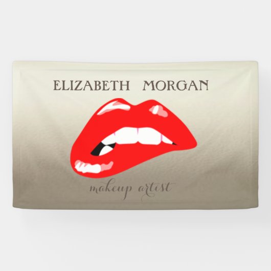 Elegant modern Chic Glamoureuze, luchtig, rood Lip Spandoek (Horizontaal)