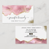 Elegant modern Chic Gold Glitter Roze Agate Marble Visitekaartje (Voorkant / Achterkant)
