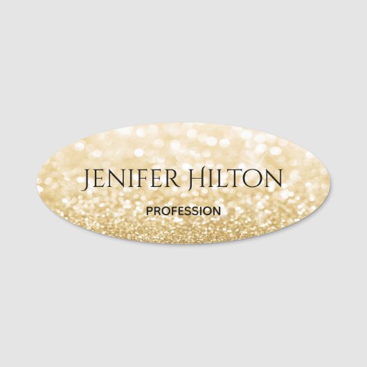 Elegant modern chic gold glittery bokeh naamplaatje (Voorkant)