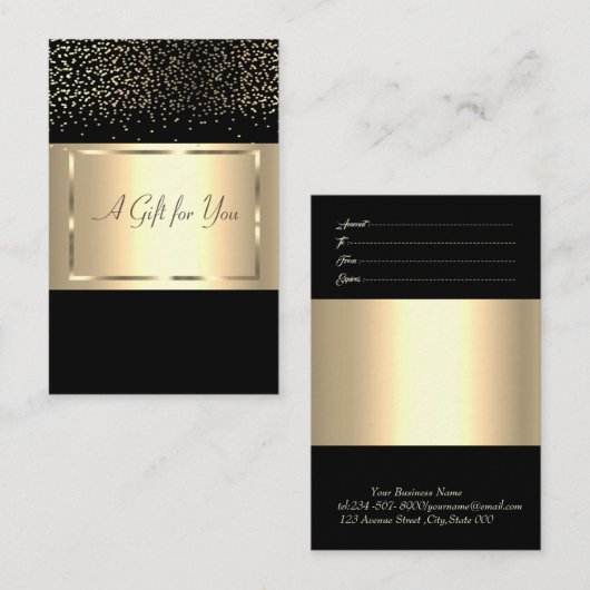 Elegant modern Chic Gold Lijst, Confetti Kortingskaartje (Voorkant / Achterkant)